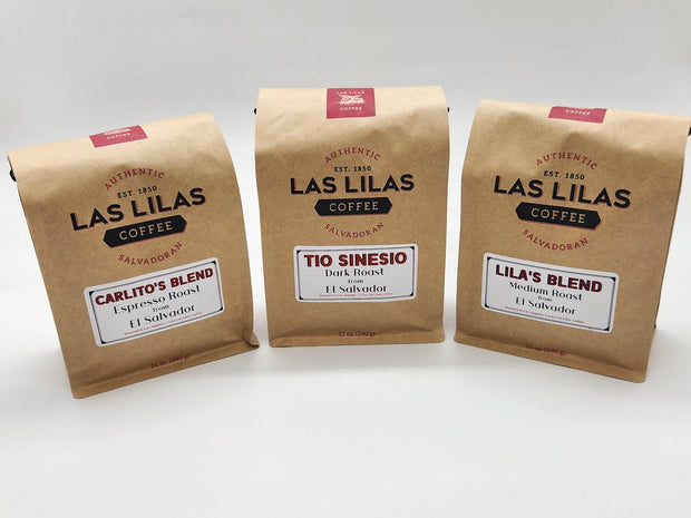 Coffee Sample Pack - Tio Sinesio's - Dark Roast, Lilas Blend - Medium Roast & Carlitos - Medium Roast/ 12 oz.